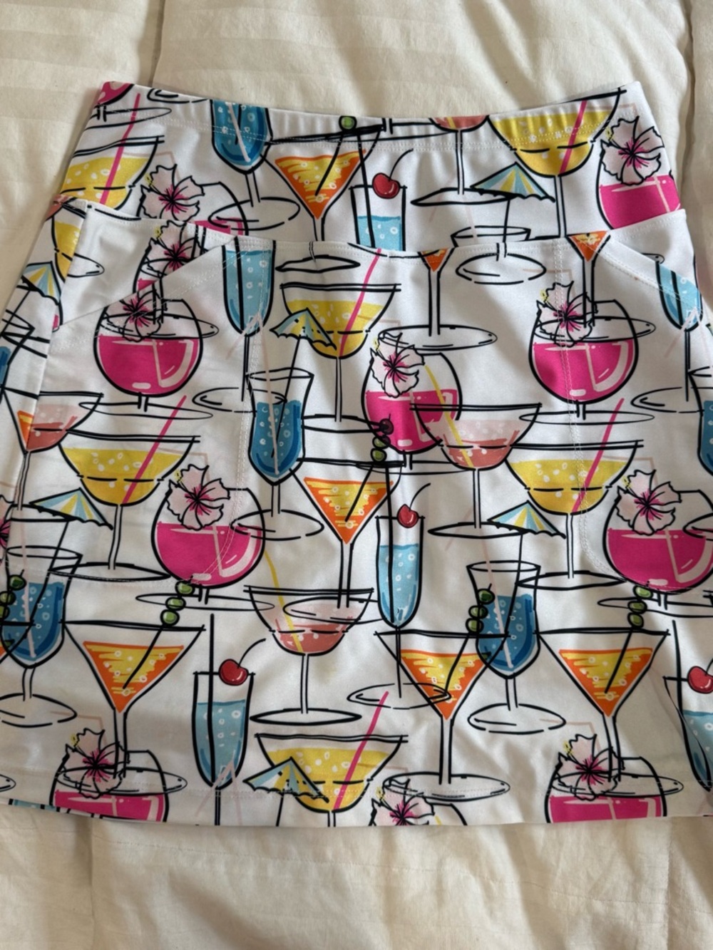 Skinz Cocktail Print Golf Skirt - Bright Multi on white
